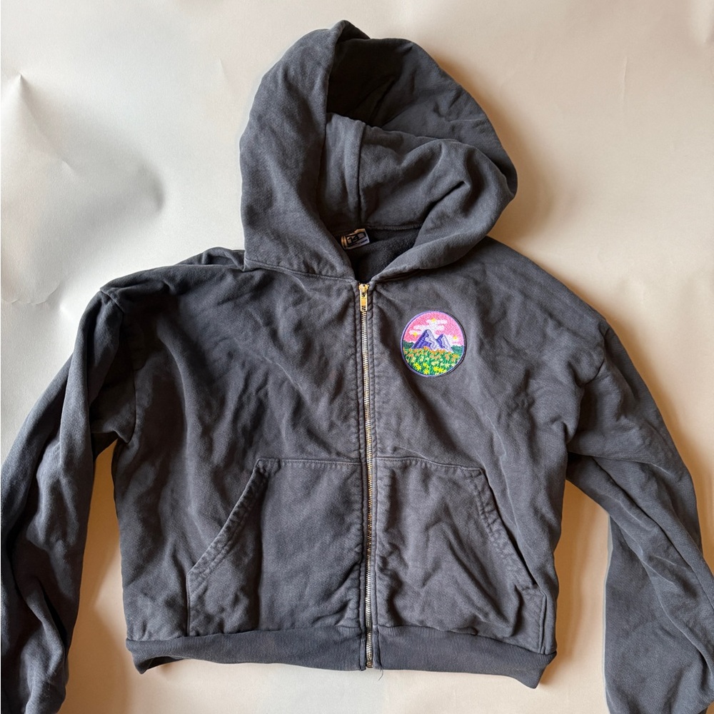 Los Angeles Apparel heavy fleece zip up hoodie size L in dolphin blue